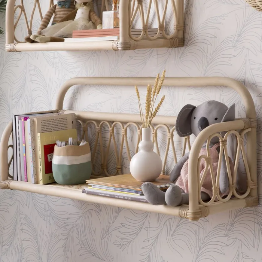 Enfant Banak Eban étagère murale rectangulaire 90x32 en rotin naturel