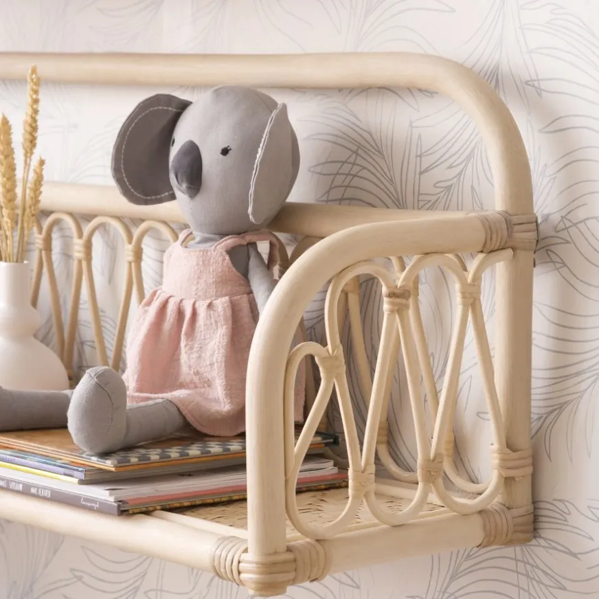 Enfant Banak Eban étagère murale rectangulaire 90x32 en rotin naturel