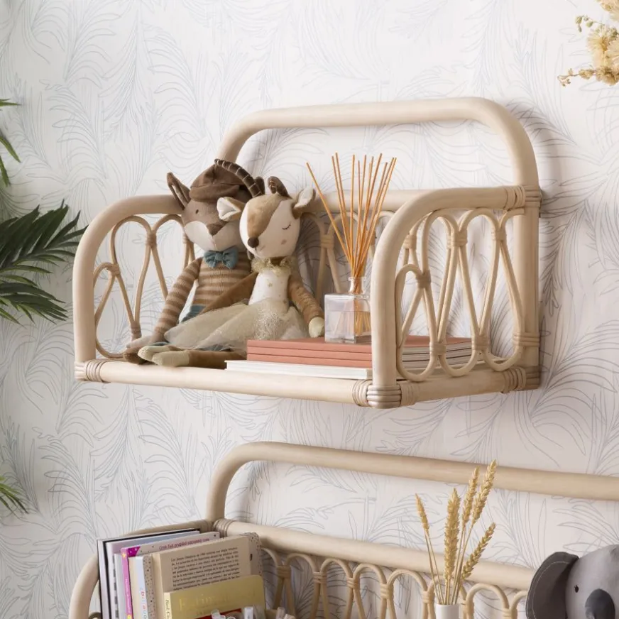 Enfant Banak Eban étagère murale rectangulaire 60x35 en rotin naturel