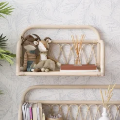 Enfant Banak Eban étagère murale rectangulaire 60x35 en rotin naturel