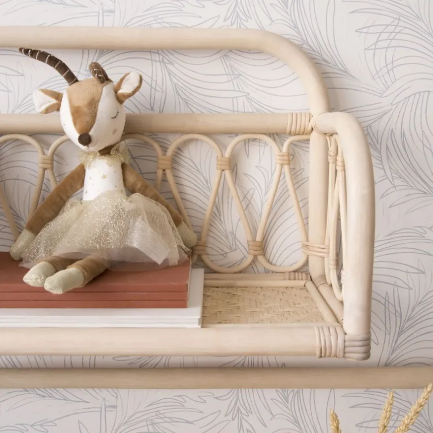 Enfant Banak Eban étagère murale rectangulaire 60x35 en rotin naturel