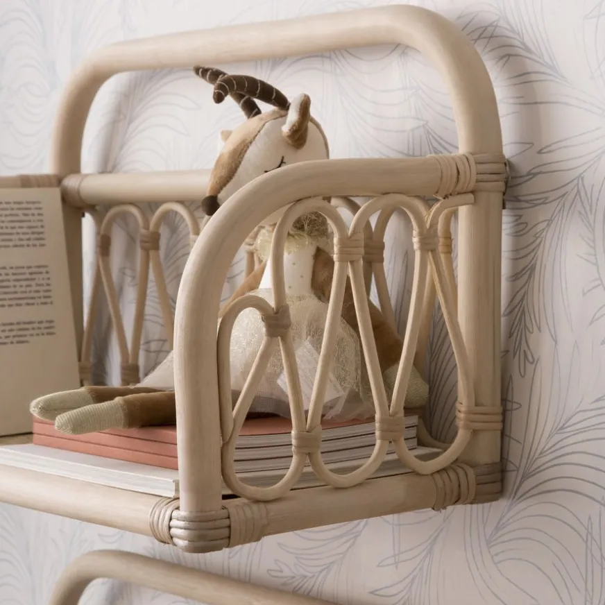 Enfant Banak Eban étagère murale rectangulaire 60x35 en rotin naturel