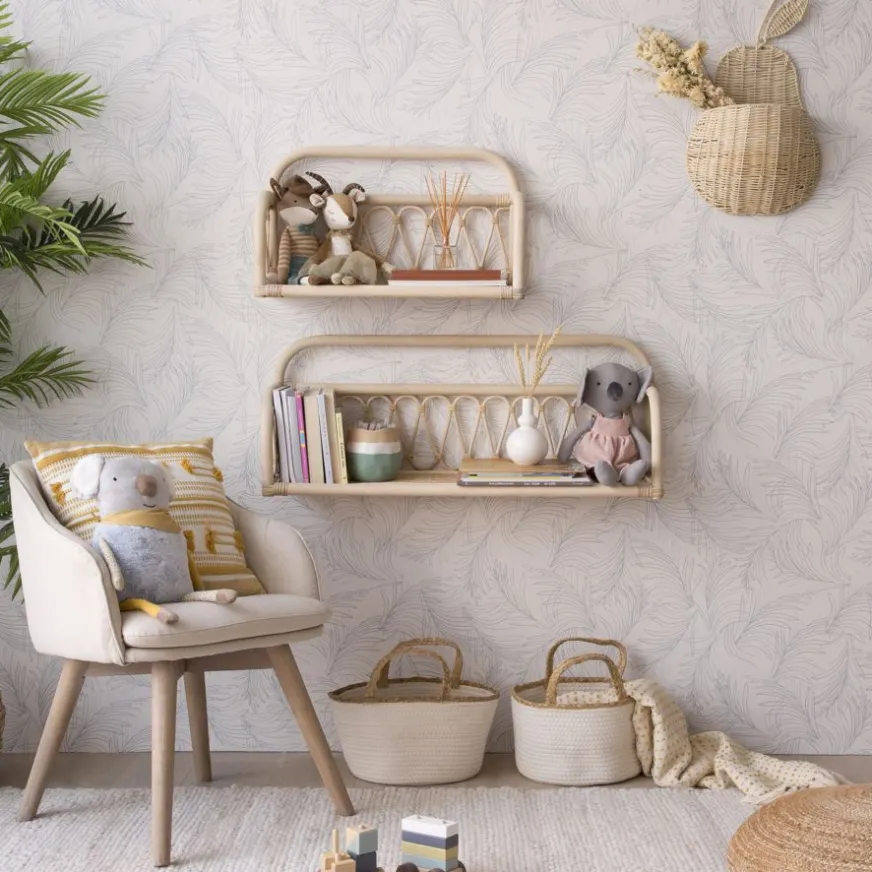 Enfant Banak Eban étagère murale rectangulaire 60x35 en rotin naturel