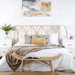 Banak Edna Tête de lit en rotin naturel pour lit de 150 et 160