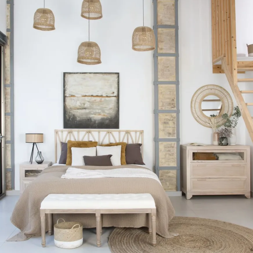 Banak Edna Tête de lit en rotin naturel pour lit de 150 et 160