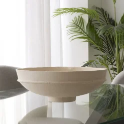 Banak Edoni Bol blanc d40xh14.5cm en papier-mâché