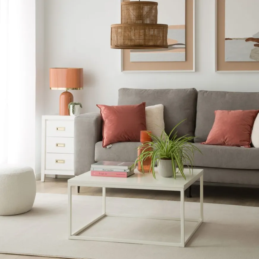 Banak Ellie Table basse carrée laqué en blanc