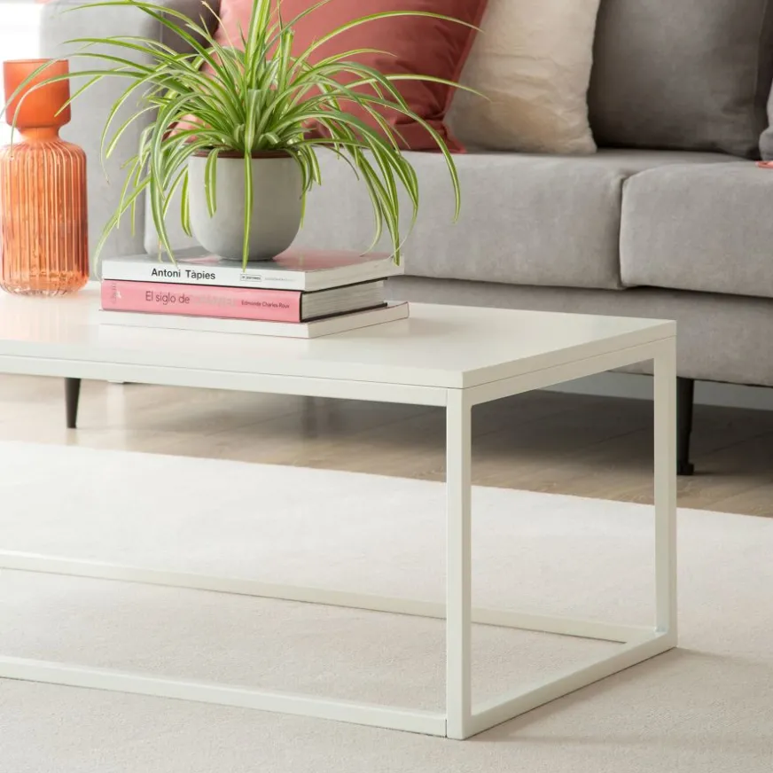 Banak Ellie Table basse rectangulaire laqué en blanc