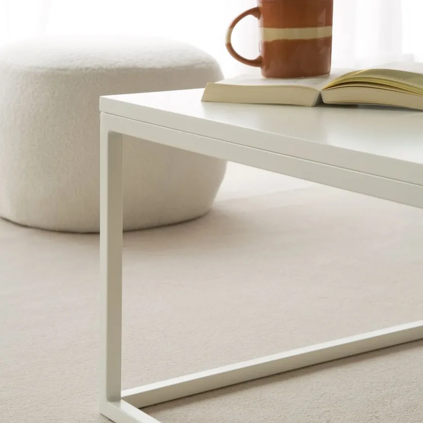 Banak Ellie Table basse rectangulaire laqué en blanc