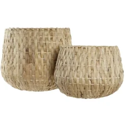 Banak Elmes Ensemble de 2 pots de fleurs en fibre naturelle