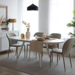 Banak Ensemble De table extensible didier et 4 chaises de salle à manger beige beirut