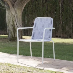 Banak Ensemble Table inset et 6 chaises gris/blanc