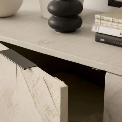 Banak Enzo Buffet en bois massif et métal couleur blanc wild