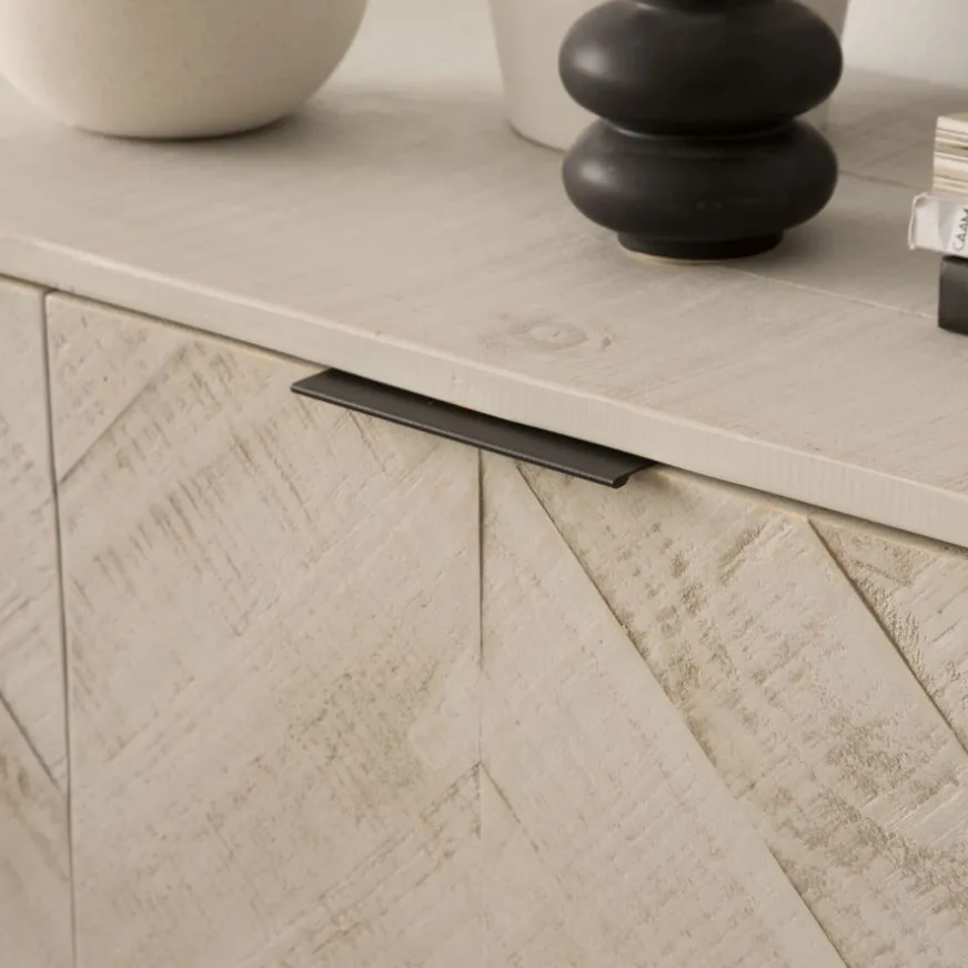 Banak Enzo Buffet en bois massif et métal couleur blanc wild