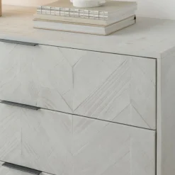 Banak Enzo Commode en bois massif et métal couleur blanc wild