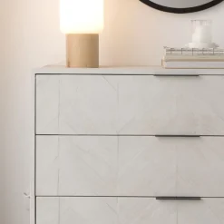 Banak Enzo Commode en bois massif et métal couleur blanc wild