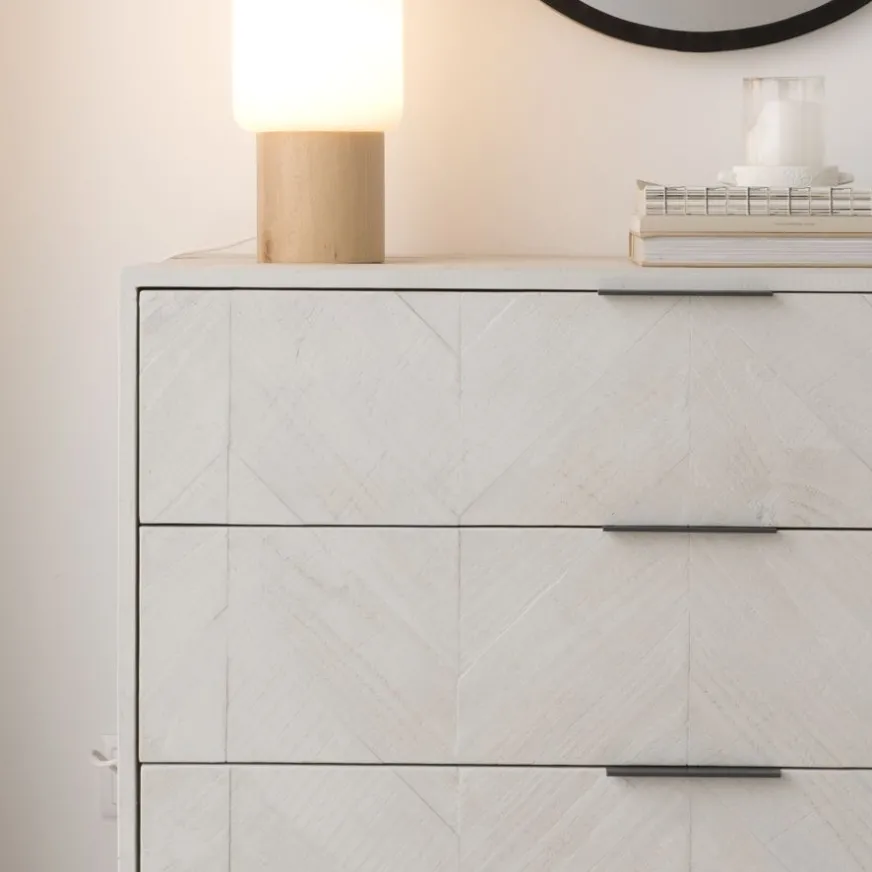 Banak Enzo Commode en bois massif et métal couleur blanc wild