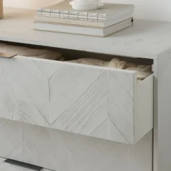 Banak Enzo Commode en bois massif et métal couleur blanc wild