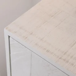 Banak Enzo Commode en bois massif et métal couleur blanc wild