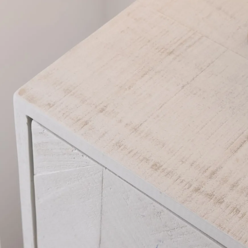 Banak Enzo Commode en bois massif et métal couleur blanc wild