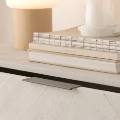 Banak Enzo Commode en bois massif et métal couleur blanc wild