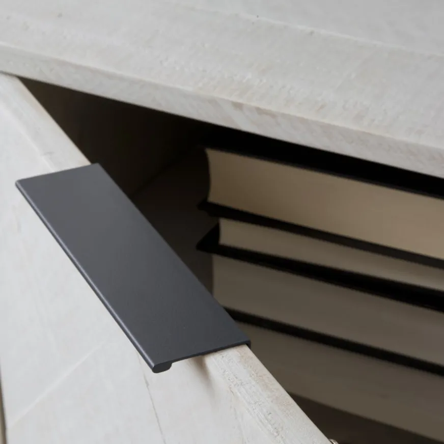 Banak Enzo Meuble tv en bois massif et métal couleur blanc wild