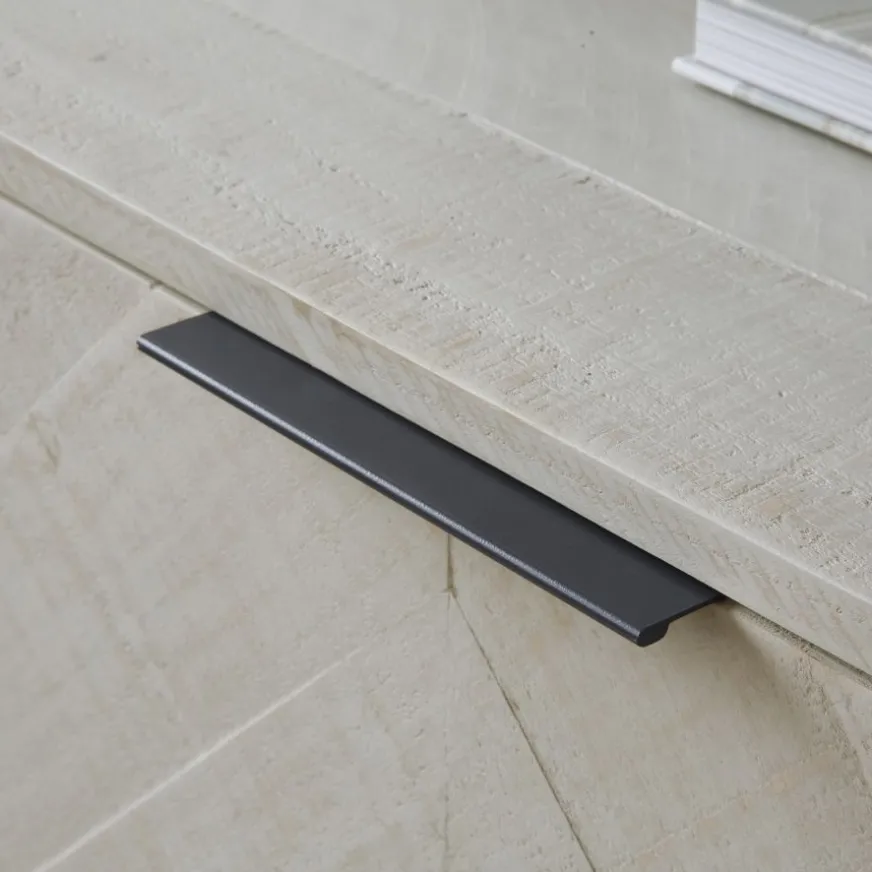 Banak Enzo Meuble tv en bois massif et métal couleur blanc wild