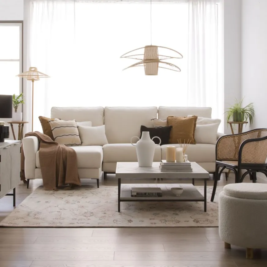 Banak Enzo Table basse en bois massif et métal couleur blanc wild