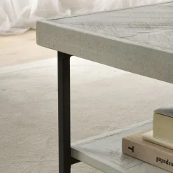 Banak Enzo Table basse en bois massif et métal couleur blanc wild