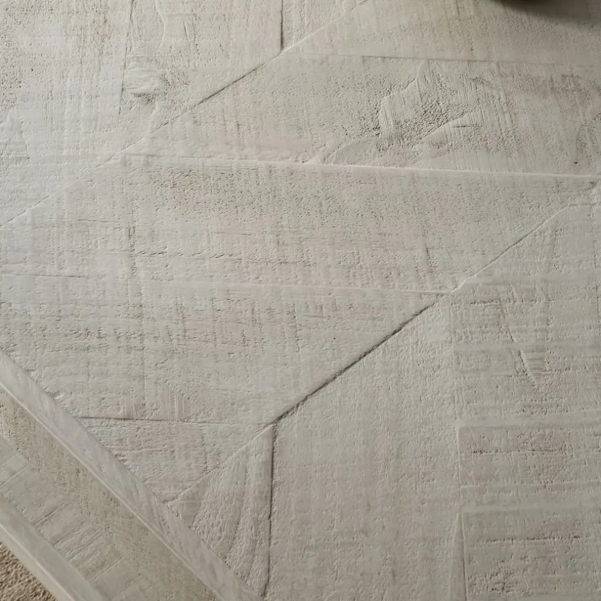 Banak Enzo Table basse en bois massif et métal couleur blanc wild