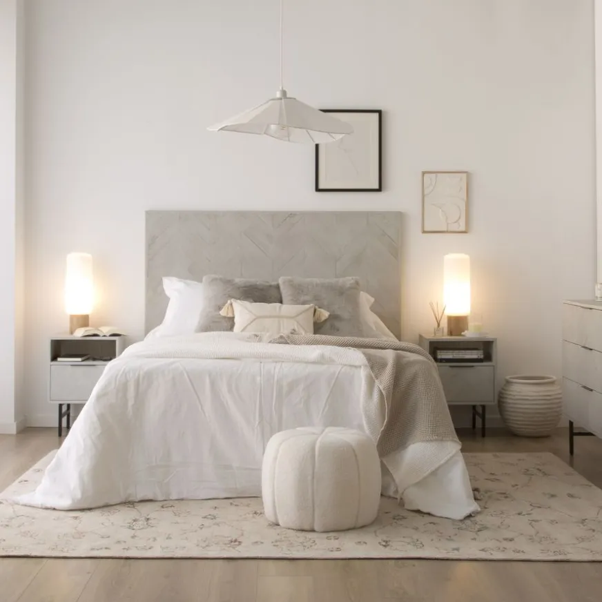 Banak Enzo Table de nuit en bois massif et métal couleur blanc wild