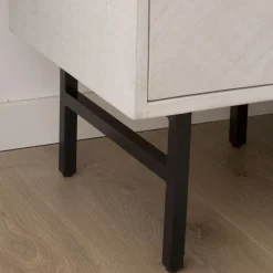 Banak Enzo Table de nuit en bois massif et métal couleur blanc wild
