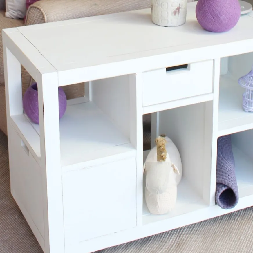 Banak Evoiss Meuble d'appoint à roulettes laqué en blanc