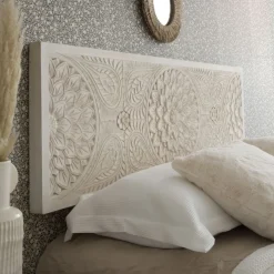 Banak Fiore Tête de lit en bois sculpté pour lit de 150 et 160