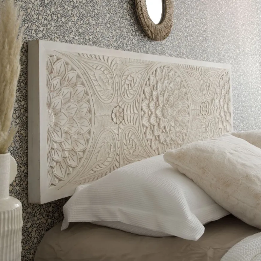 Banak Fiore Tête de lit en bois sculpté pour lit de 150 et 160