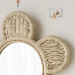 Enfant Banak Fleur Miroir mural rond en forme de fleur en rotin naturel