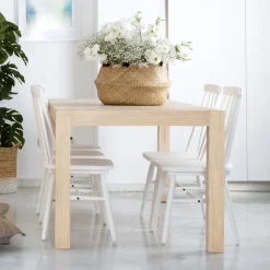 Banak Gael Table à manger extensible rectangulaire 120/170 en bois naturel