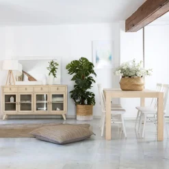 Banak Gael Table à manger extensible rectangulaire 120/170 en bois naturel