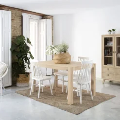 Banak Gael Table à manger extensible rectangulaire 160/210 en bois couleur naturelle