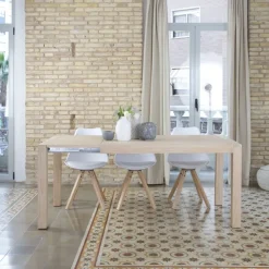 Banak Gael Table &agrave; manger extensible rectangulaire 140/190 en bois couleur naturelle