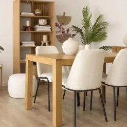 Banak Gael Table à manger extensible rectangulaire 140/190 en bois massif de chêne