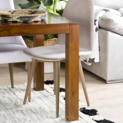 Banak Gael Table à manger rectangulaire extensible 160/210 en bois massif de couleur teck