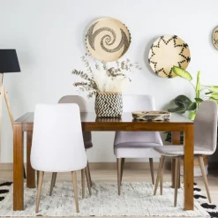 Banak Gael Table à manger rectangulaire extensible 140/190 en bois massif de couleur teck