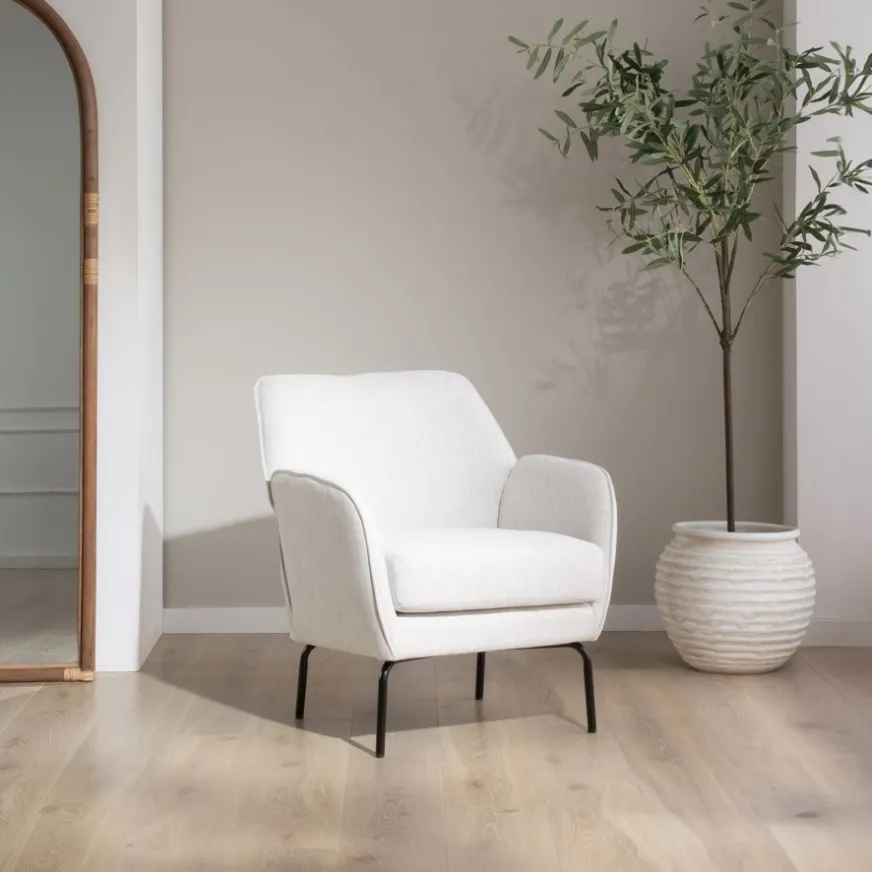 Banak Gali Fauteuil beige avec pieds en métal