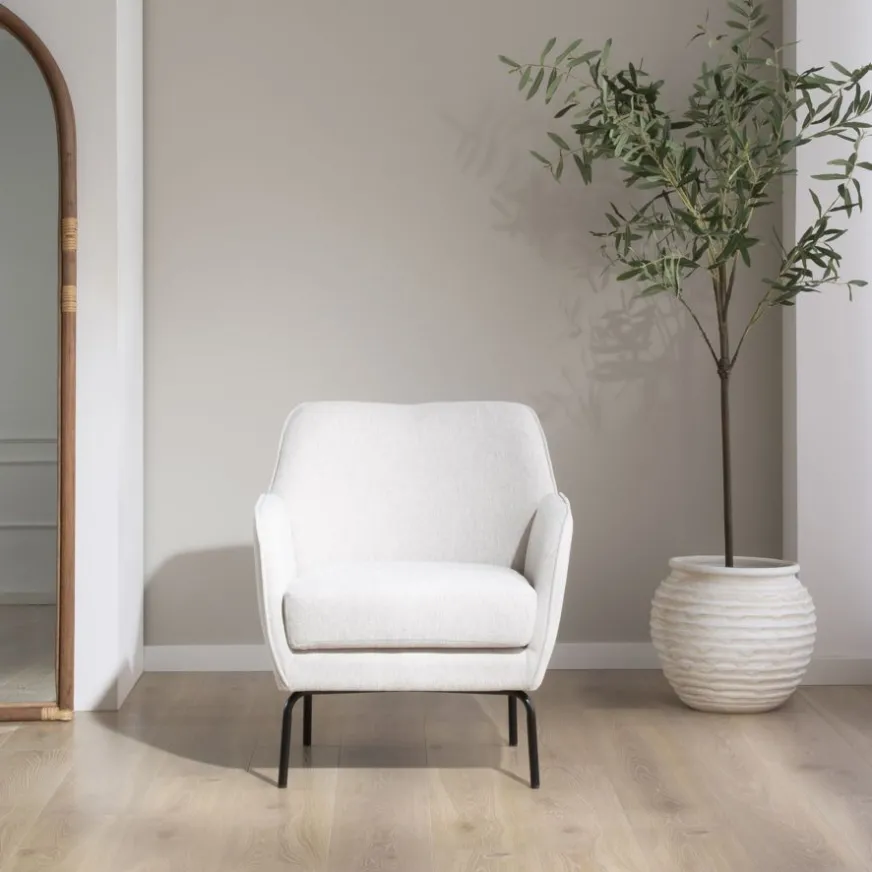 Banak Gali Fauteuil beige avec pieds en métal