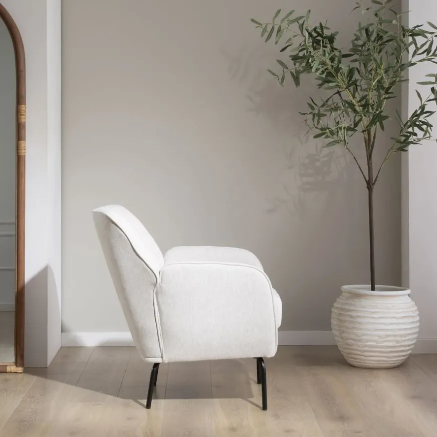 Banak Gali Fauteuil beige avec pieds en métal