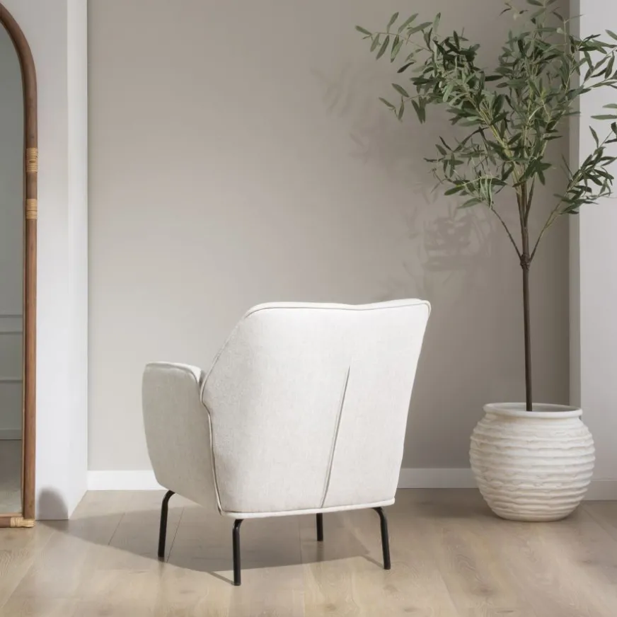 Banak Gali Fauteuil beige avec pieds en métal