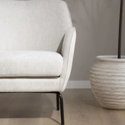 Banak Gali Fauteuil beige avec pieds en métal