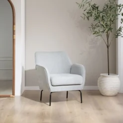 Banak Gali Fauteuil gris avec pieds en métal