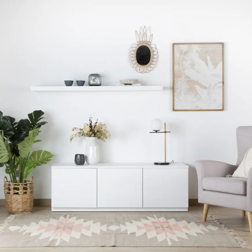 Banak Gante étagère murale laqué blanche de 150 cm